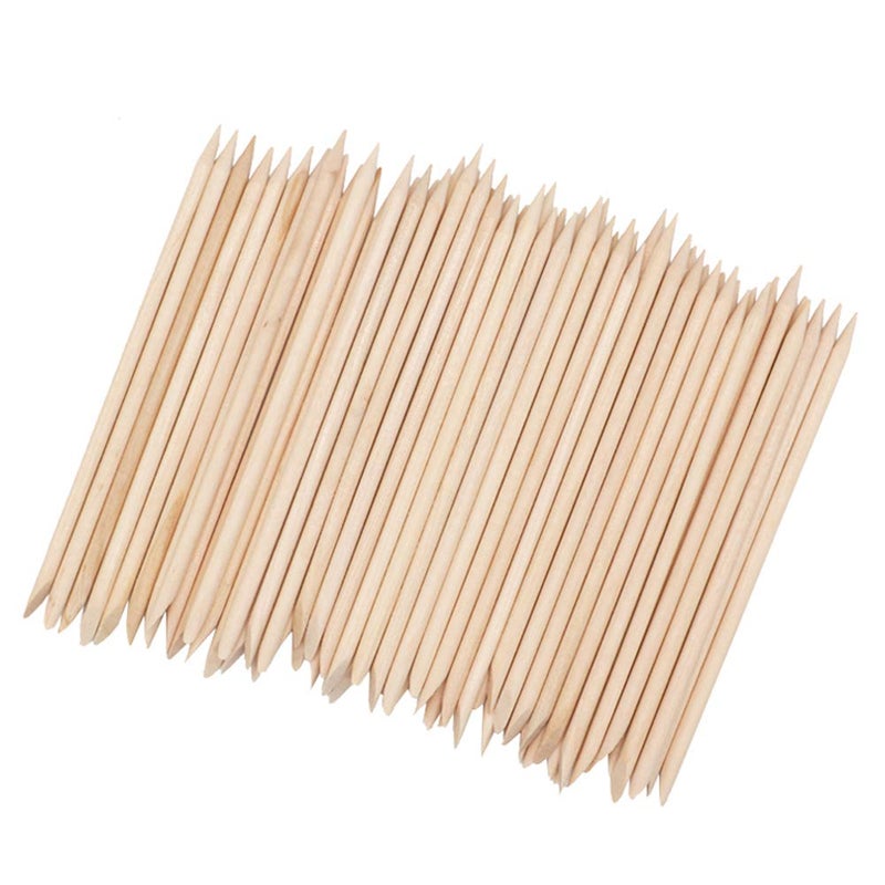 Sowaka 100 Pcs Nail Sticks Orange Wood Double Sided Natural Manicure Mini Cuticle Stick Pusher Remover for Women - Image 2
